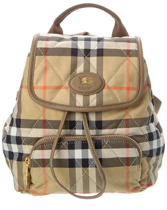Burberry Horseshoe Mini Check Canvas & Leather Backpack