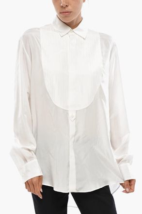 Dsquared2 Camicia Tuxedo in Seta con Logo in Lettering Dsquared2