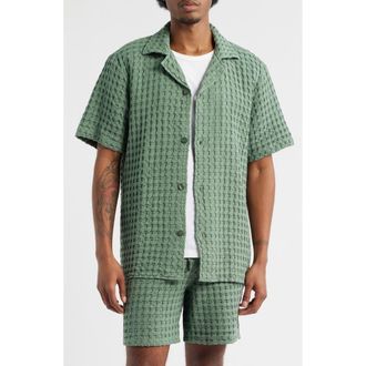 OAS Waffle Camp Shirt in Green at Nordstrom, Size Xx-Large