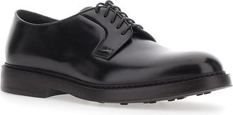 Doucal's Mens Derby Shoes Fondo Bruges Horse Brown Calf Leather Lace-Up Flat