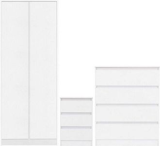 Seconique Malvern Trio Bedroom Set - L50.5 x W80 x H180 cm - White