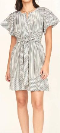 Mirth Vienna Pintuck Short Dress In Dune Stripe