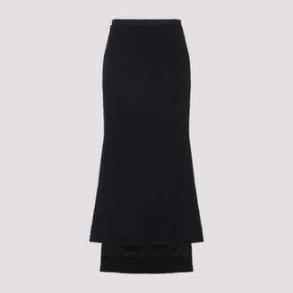 Lanvin Zwarte Asymmetrische Rechte Viscose Wol Rok