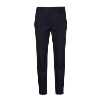 Brunello Cucinelli Tailored Cropped Broeken - Dames - Vrijetijds broeken - Blauw - S - Polyester - Broeken