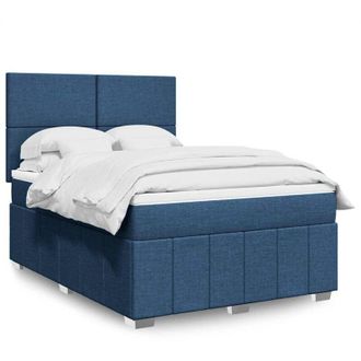 vidaXL Cama Box Spring Con Colch&oacute;n Tela Azul 140x190 Cm Vidaxl