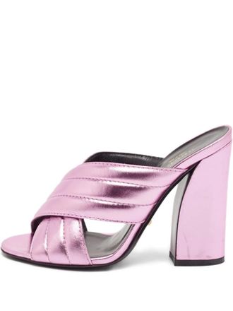 Gucci leather quilted crossover sandals - women - Leather/Leather/Leather - 37.5 - Pink