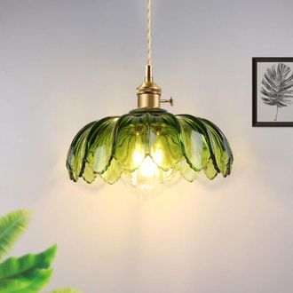 OEM L&aacute;mpara Colgante De Ara&ntilde;a En Cristal Soplado Verde Esmeralda Con Acabado Bronce, Ideal Para Comedor O Dormitorio - Ulisem