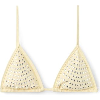 Mango Studded Triangle Bikini Top in Yellow at Nordstrom, Size X-Small