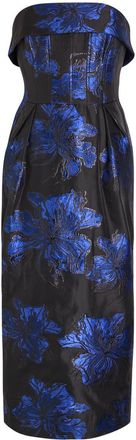 Rebecca Vallance Alexandra Floral-jacquard Woven Midi Dress - Navy - 16 (UK16 / XL)