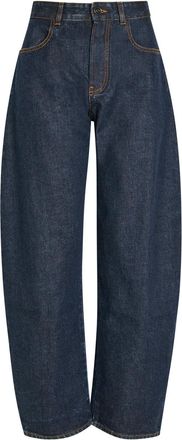 Alaia Low Round Barrel-leg Denim Jeans - 38 (UK10 / S)
