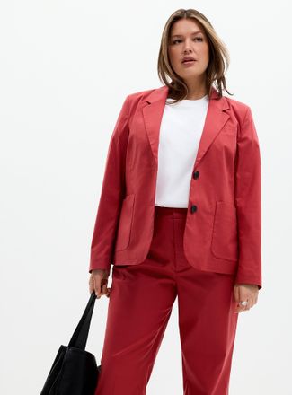 Contemporaine Womens Patch pockets satiny blazer