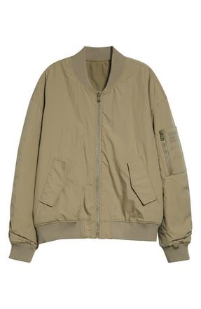 Balmain Embroidered Pocket Cotton Bomber Jacket in 7Gs Pale Green at Nordstrom, Size 36 Us