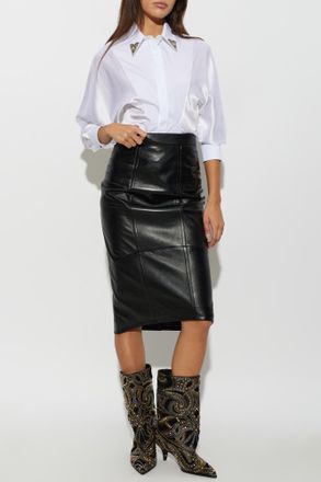 Versace Shirt With Combined Fabrics, Womens, White
