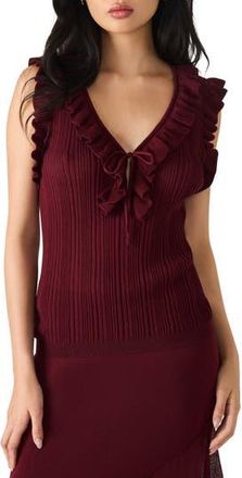 Steve Madden Nataly Ruffle Neck Sleeveless Sweater in Wine at Nordstrom Rack, Size Xx-Large