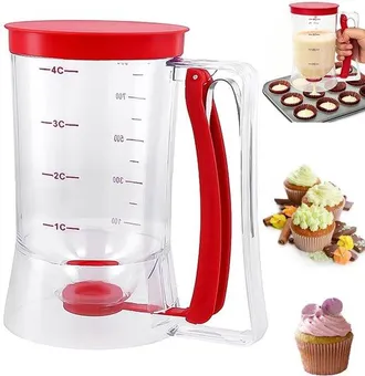 OEM Embudo Para Masa, Vaso Medidor De Pl&aacute;stico, Vertedor De Masa Para Panqueques, Rojo, Muffins, Panqueques, Waffles Y Otros Productos Horneados