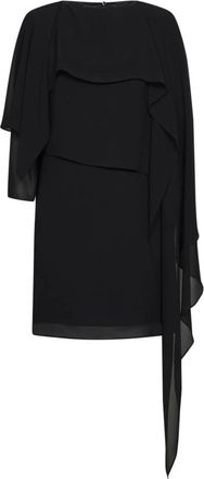 Maison Margiela Kleedjes, Dames, Zwart, M, Polyester, Asymmetrische Gelaagde Cape-Stijl Korte Jurk