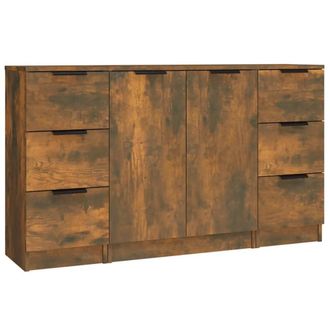 Berkfield Home Sideboards 3 pcs Smoked Oak Engineered Wood in Brown