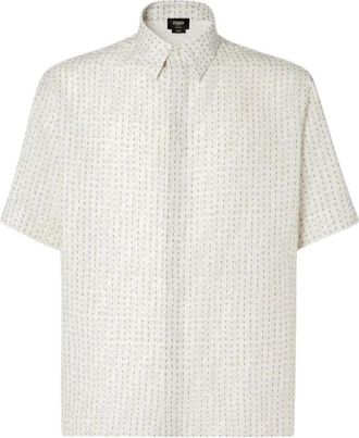 Fendi Shirt E26 - Heren - Korte mouwen Overhemden - Wit - 3XL - Overhemden
