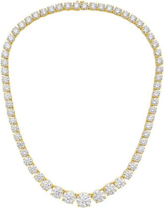 Diana M. Jewels 14kt Yellow Gold 15cts lab grown Round diamond 4 Prong Graduated tennis necklace