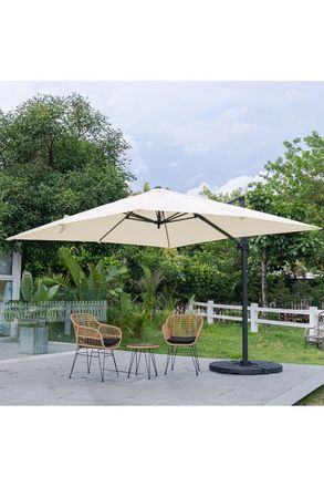 Living and Home Large Square Canopy Rotating Outdoor Cantilever Parasol with Fillable Base
