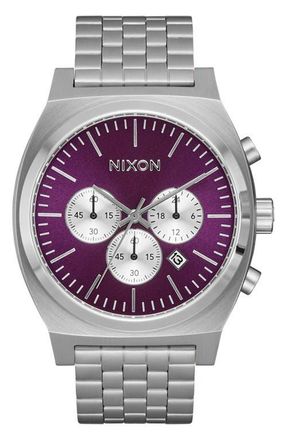 Nixon Time Teller Chrono Watch, 39mm in Silver/purple Sunray at Nordstrom