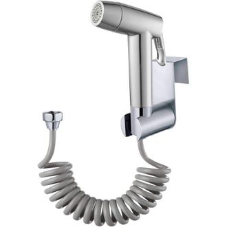 OEM Pulverizador De Inodoro Plateado Para Bid&eacute; - Con Gancho Para Dep&oacute;sito De Agua Y Manguera De Ducha Telesc&oacute;pica Flexible De Abs De 150 Cm Para Fontaner&iacute;