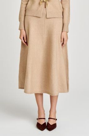 Wayf Kayla A-Line Knit Midi Skirt in Beige at Nordstrom Rack, Size X-Large