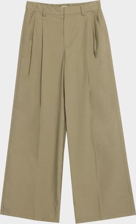 Brunello Cucinelli Techno Cotton Poplin Pleated Wide-Leg Sartorial Pants