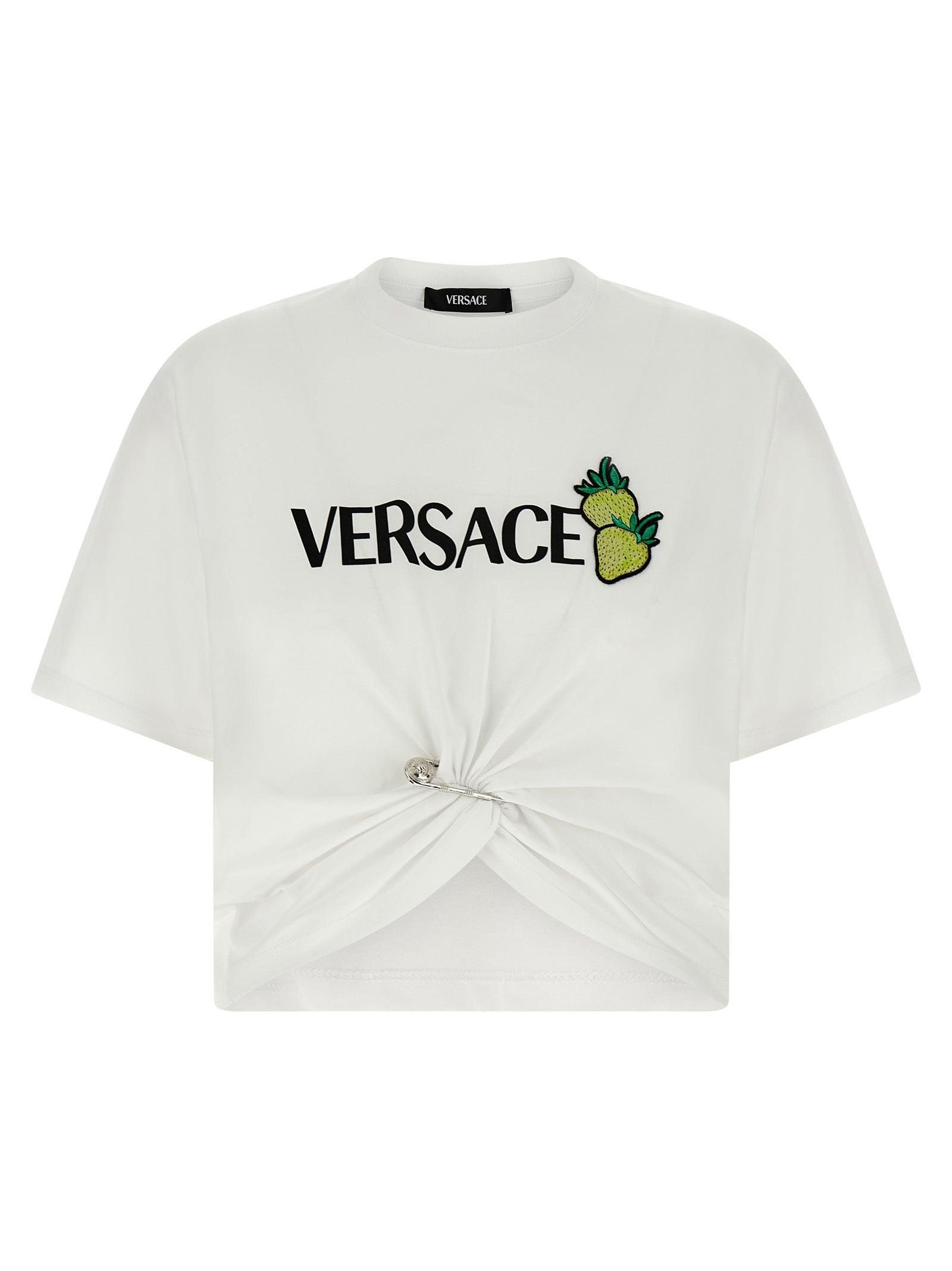 Tシャツ・カットソー VERSACE Women Tops 10188981A136101W000 White Women's Designer T-shirts, Hoodies & Sweatshirts | VERSACE