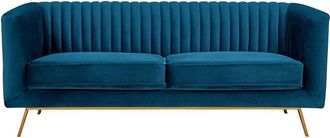 Rendez-Vous D&eacute;co Sof&aacute; De 2 Plazas En Terciopelo Azul Oscuro - Gatsby