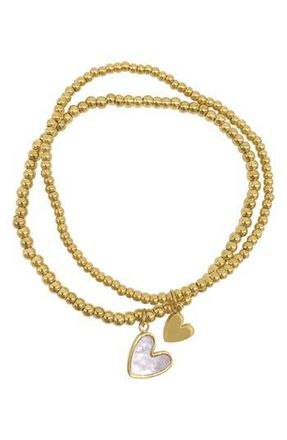 Adornia 2-Pack Heart Ball Water Resistant Bracelets in Yellow at Nordstrom Rack