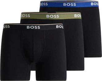 BOSS Drie boxershorts met logoband - Zwart