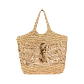 Saint Laurent Raffia Maxi Icare Shopping Bag Naturale Borse A Mano