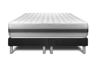 VITALIT Vitalit - Base Tapizada Negro + Colch&oacute;n Con Muelles Y Viscoel&aacute;stica 2x100x200