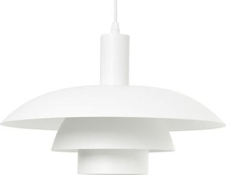 Beliani L&aacute;mpara Colgante De Metal Con Varios Niveles Estilo Vintage De Mediados De Siglo Blanco Hilba