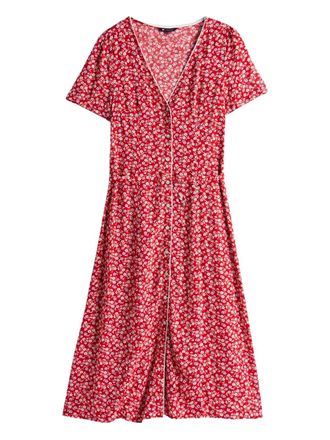 Tommy Jeans floral-pattern buttoned midi dress - Red