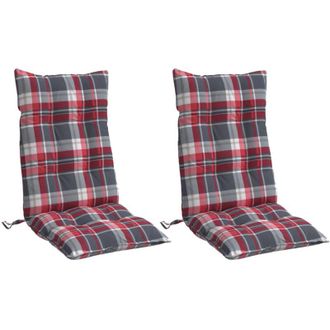 vidaXL Cojines Para Silla Respaldo Alto 2 Uds Tela Oxford Cuadros Rojo Vidaxl
