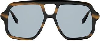 Loewe Slim Rectangular Sunglasses in Dark Havana/blue at Nordstrom