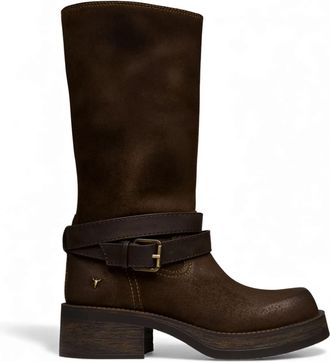 Windsor Smith Suede Leather Mid-Calf High Western Riding Boots