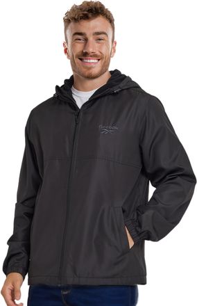 Reebok Rain Jacket Men with Hood, Windbreaker Men Lightweight Waterproof Jacket, Black, M