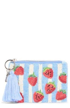 Collection XIIX Strawberry Beaded Coin Pouch in White/Blue Multi at Nordstrom Rack