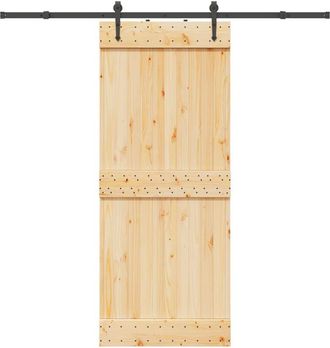 vidaXL Vidaxl - Puerta Corredera Con Herrajes Madera Maciza De Pino 85x210 Cm