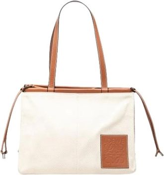 Loewe Pre-owned Tote Bags, female, White, Size: ONE SIZE Pre-owned Canvas Tote Bag