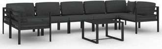 vidaXL Set Muebles De Jard&iacute;n 8 Pzas Y Cojines Aluminio Gris Antracita Vidaxl