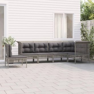 vidaXL Vidaxl - Set De Muebles De Jard&iacute;n 6 Pzas Y Cojines Rat&aacute;n Sint&eacute;tico Gris