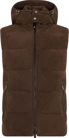 Moorer Gewatteerd Gilet met Capuchon - Heren - Bodywarmers - Bruin - XS - Leer - Jassen