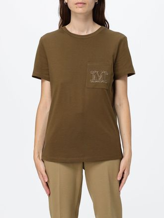 Max Mara T-shirt in cotone con monogramma e tasca a toppa