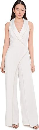 Adrianna Papell Pearl Crepe Jumpsuit Womens Dress Ivory : 16, Elastane/Polyester