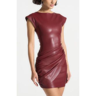 Mani&egrave;re De Voir Tina Leather Gathered Dress at Nordstrom, Size 12