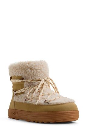Roxy Hot Cocoa Faux Shearling Boot in Tan Suede at Nordstrom, Size 10